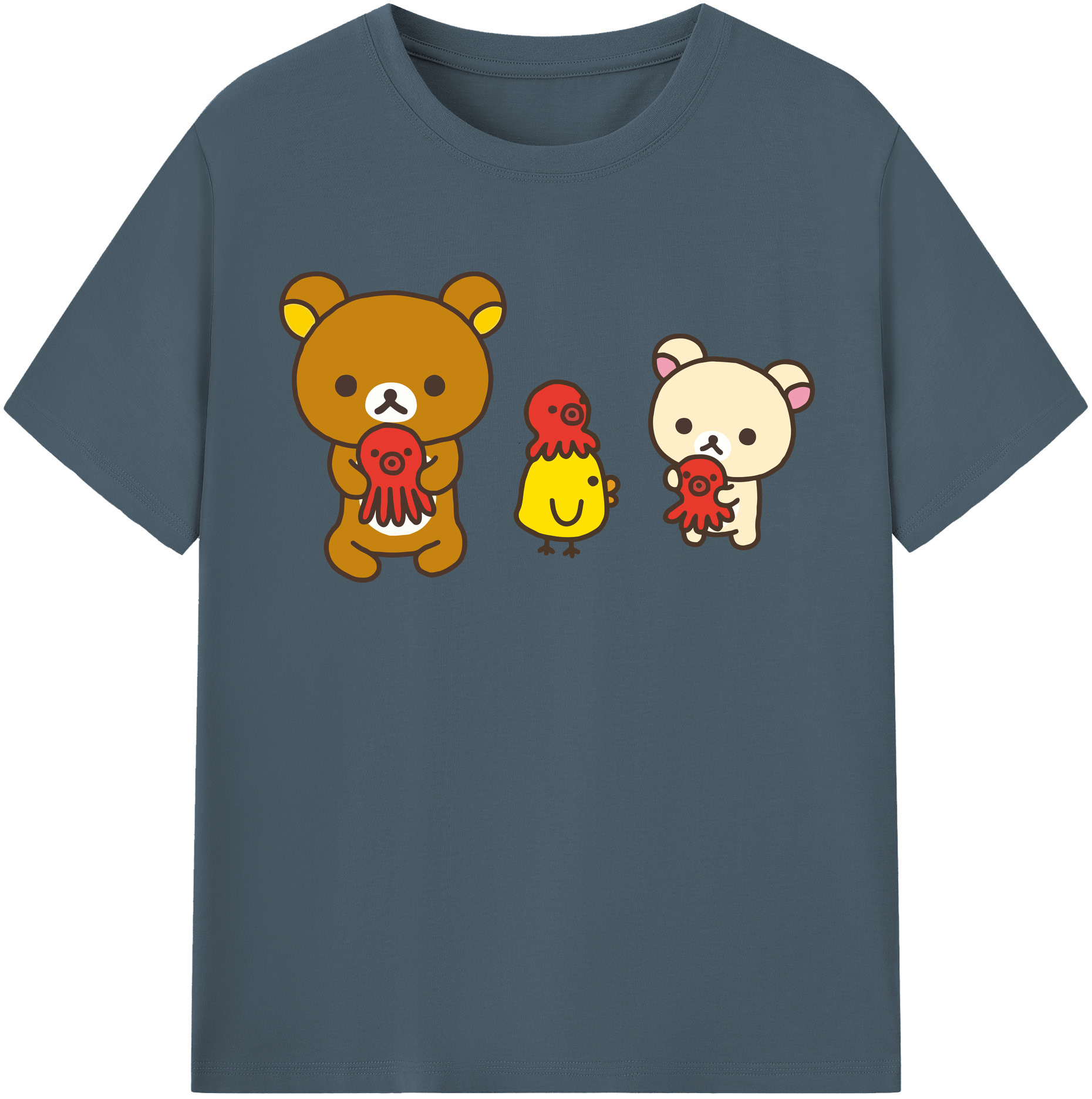 （画像用） リラックマ リラックマ キイロイトリ Rilakkuma Korilakkuma Kiiroitori 綿100％半袖Tシャツ（フロントプリント）